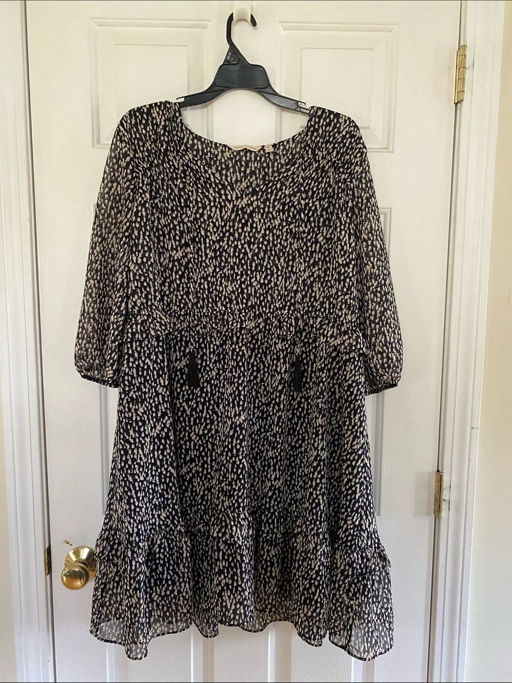 Soft Surroundings Black and Cream Printed Midi Dress - Picture 1 of 5